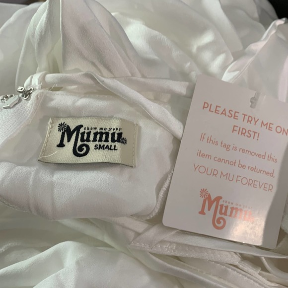 Show Me Your Mumu - Wedding Godshaw Godess Maxi Gown - White, "Ivory Luxe Satin" - Picture 3 of 9